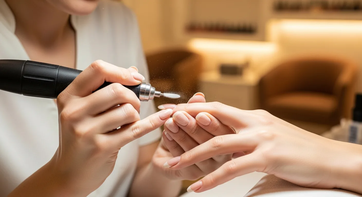 Prática de cuticulagem com broca na cliente